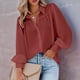 thumbnail image 4 of Blusa de Larga con Botones y Estampado de Farol para Mujer, Estilo Casual, 2025 Vino Tinto XL, 4 of 7