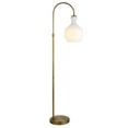thumbnail image 2 of Evelyn&Zoe Verona Arc Floor Lamp with Glass Shade in Brushed Brass/White Milk, 2 of 5