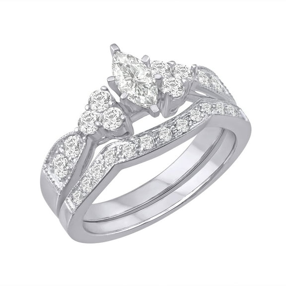 2 Carat Diamond Bridal Ring Set in 14K White Gold