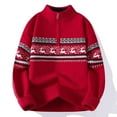 thumbnail image 4 of Christmas Sweater for Men Long Sleeve Mock Quarter Zip Cable Knit Pullover Tops Red XL, 4 of 4