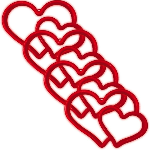 Corazón rojo LED VolveRed 4Pzas USB ó 3 Pilas AA 100lm Corazones Rojo Plástico y Tira de Luz LED Neón.