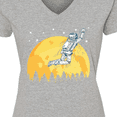 thumbnail image 4 of Inktastic Space Outerspace Moon and Astronaut Women's V-Neck T-Shirt, 4 of 5