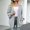 thumbnail image 6 of YDDIAN Women's 2024 Fall Open Front Long Lantern Sleeve Cardigan Cute Knit Open Front Cardigan Sweaters Dressy Outfits Outwear Coat with Pockets Light Gray M, 6 of 6