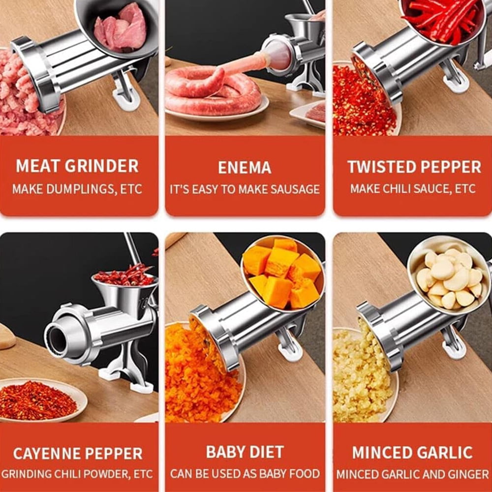 RBCKVXZ Manual Meat Grinder Heavy Duty Meat Mincer Sausage Stuffer 3-in-1  Hand Grinder with Stainless Steel Blades Easy to Clean Kitchen Gadgets on