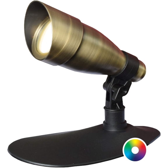 Ignite Landscape Lighting 9-Watt Brass LED Color Changing Spotlight for Landscape Lighting, Ponds, and Water Features - 9WCC