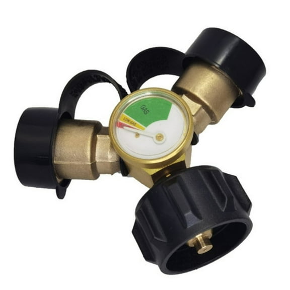 Multiple Use Propanes Y Splitter Manifolds With Pressure Gauge, Secure Connection Suitable For BBQ Grills And Camp Stove