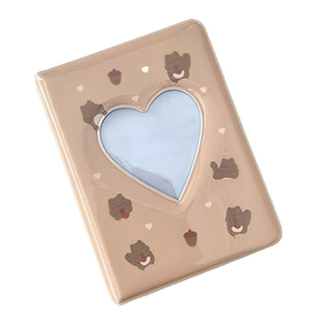 Álbum de fotos de 3 pulgadas Fundas para tarjetas fotográficas Soporte para tarjetas fotográficas hueco con forma de corazón de amor Libro para ardilla