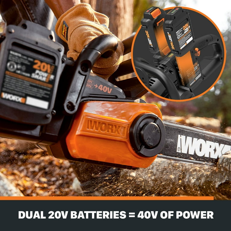 Worx 20V 10 Auto Tension Electric Cordless Pole Chainsaw with Battery &  Charger 