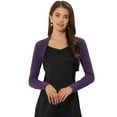thumbnail image 1 of Elegante bolero de manga larga de color sólido para mujer Púrpura S, 1 of 5