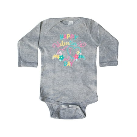 

Inktastic Happy Valentine s Day Hearts and Flowers Gift Baby Boy or Baby Girl Long Sleeve Bodysuit