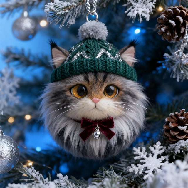 Furry Winter Ornament Collection Cute Look Holiday Hanging Decoration Set Holiday Hanging Decoration -Look Decorations For Lovers Pet Owners