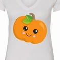 thumbnail image 4 of Inktastic Halloween Pumpkin, Smiling Pumpkin, Trick or Treat Women's V-Neck T-Shirt, 4 of 5