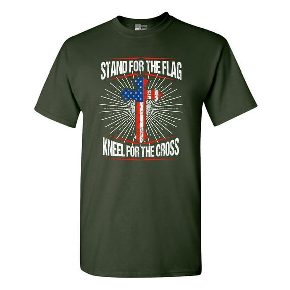 I Stand For The Flag Kneel For The Cross American Flag USA DT Adult T-Shirt Tee