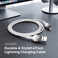 thumbnail image 3 of Powertek Frosty MFi Certified USB-A to Lightning Braided Charging Cable, 6 ft, White, 3 of 7
