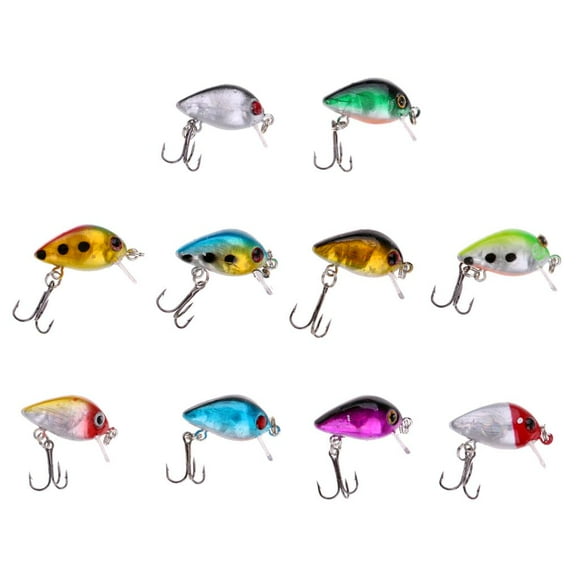 10 Uds Señuelos de Pesca 10 Colores Cebo de ,6 Cm / 2g Aparejos de Pesca Anzuelo Triple de material acero Carbono Cola Minnow señuelos de pesca