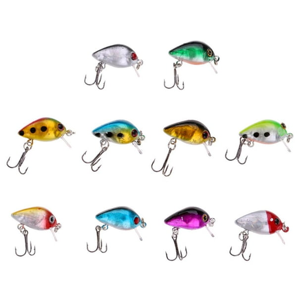 10Pcs/lot Small Crank Top Water Fishing Colorful Mini Minnow Bass