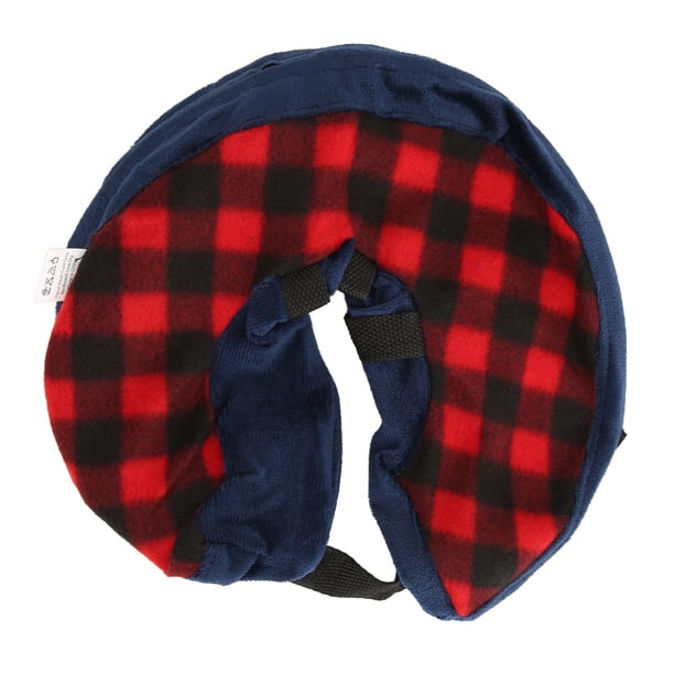 Collar De Recuperación Inflable Para Mascotas, Evita Que Se Caiga Del Gancho Y La Correa Del Lazo, Collar De Elizabeth Para Perros, Ligero, Lavable, Ajustable Para Poscirugía ANGGREK Tela escocesa roja y negra S