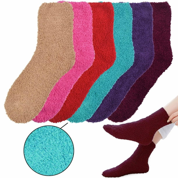 3 Pairs Womens Fuzzy Slipper Socks Super Soft Fluffy Comfort Plush Cozy
