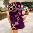 thumbnail image 2 of Funda de silicona con cadena para iPhone, carcasa chapada de lujo con corazón de amor para modelos 14, 13, 11 Pro Max, XR, XS Max, X, 14 Plus, Color caramelo Fivean unisex, 2 of 2