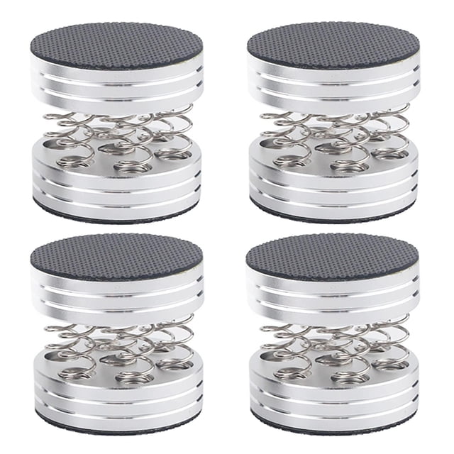 4x Altavoces de resorte de aluminio con almohadillas y soportes de aislamiento duraderos de primera calidad Plata