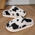 thumbnail image 6 of Gaexia Couples Men Women On Furry Flat Home Winter Round Toe Keep Warm Prints Slippers Shoes - w30-Black, 6 of 6
