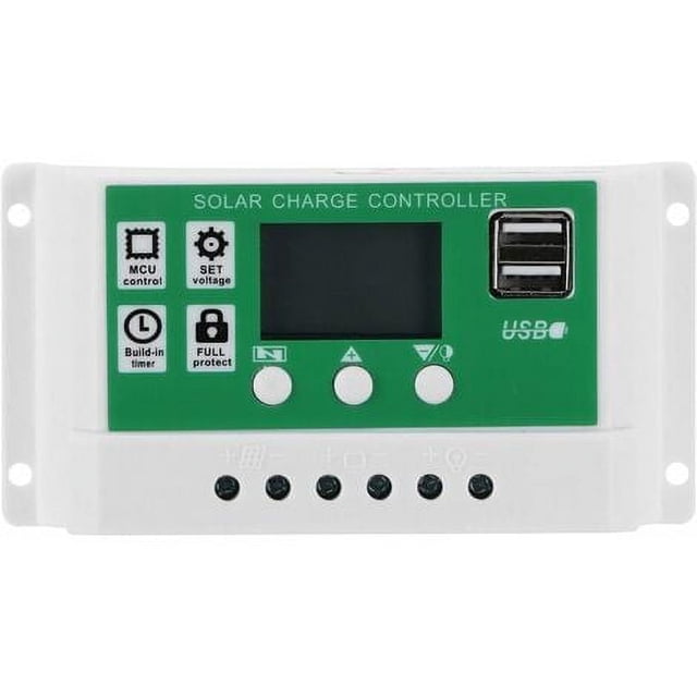 Controlador de carga solar con pantalla LCD Dinheiro, regulador de panel solar ajustable de 50 A, accesorio regulador de carga MPPT de 12 V y 24 V