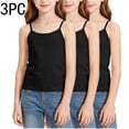 Ahabrexf Girls Cami Tank Tops 3 Pc Soft Spaghetti Strap Round Neck ...
