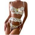 thumbnail image 1 of Conjunto de lencería de malla exquisita para mujer, sujetador, liga y bragas, picardías, ropa de dormir recortada Fridja nalpqowj40726, 1 of 9
