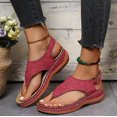 thumbnail image 3 of Sandalias con cuña para mujer Estilo romano Zapatos con hebilla de una palabraVino rojo38, 3 of 5