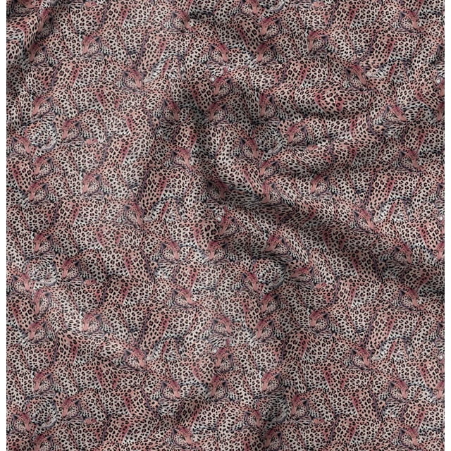 Soimoi Tissu en Mousseline de Viscose Tissu Imprimé Léopard Animal 1 Yard 42 Pouces de Large