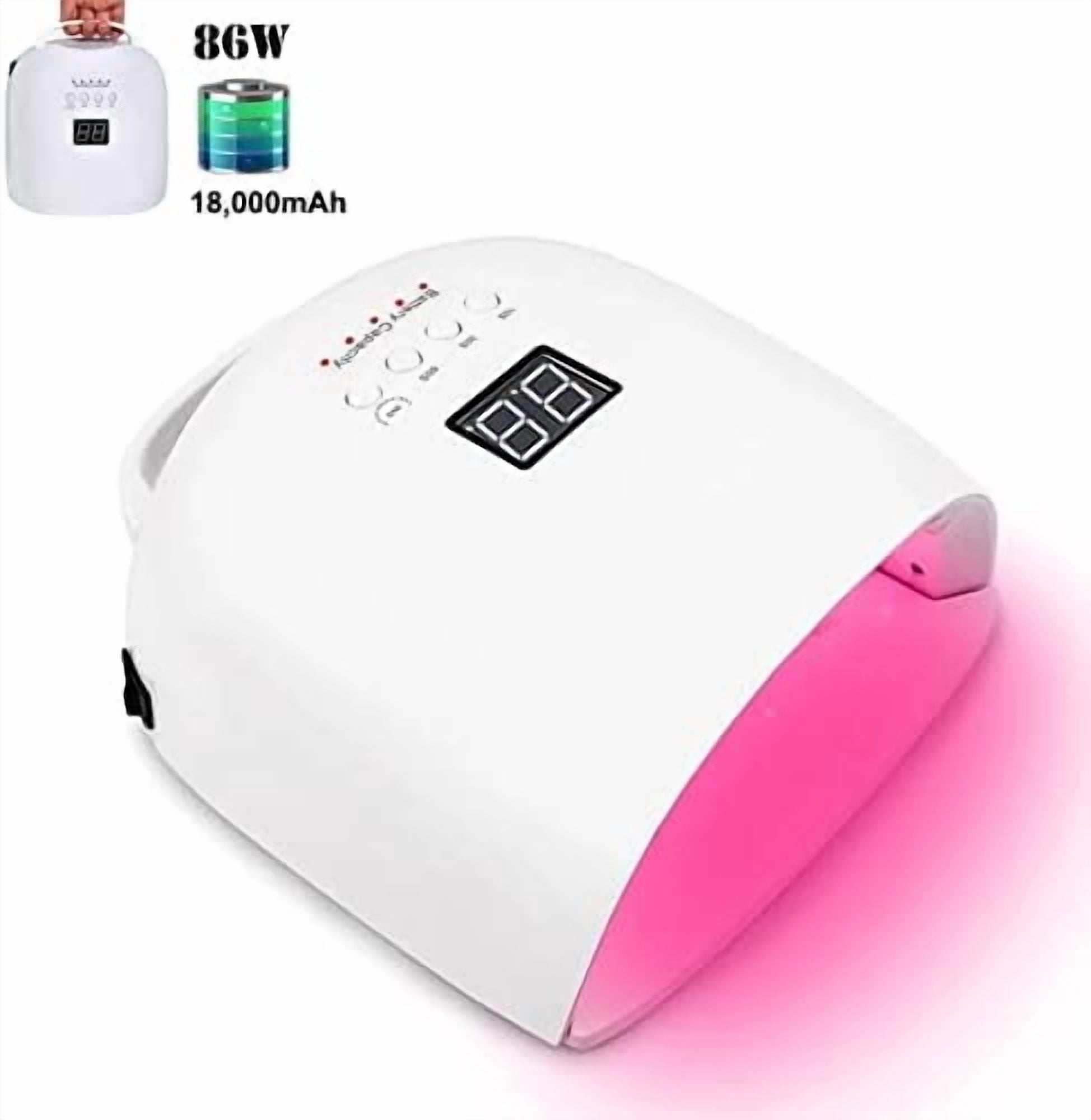 Nail Dryers Rechargeable Nail UV LED Lamp 86W Red Light Gel Polish Dryer Wireless LED Light for Nails Cordless Nail Lamp with Handle Nail lamp (Color : 86W 18000mAh Black Plugs Type : EU)