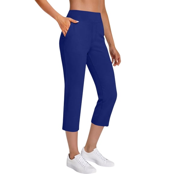 Hjlmsx Capri Pants for Women High Waist Straight Leg Stretch Pants Summer Work Golf Capris with Pockets