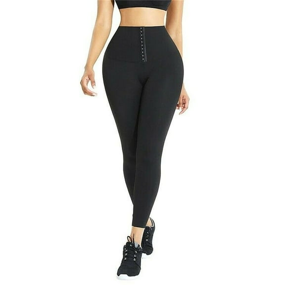 Women's Three Hooks High Waist Fitness Pants Full Length Elastic Yoga Leggings Stretch Shapewear M