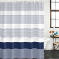 thumbnail image 3 of Navy Blue Stripe Waterproof Fabric Shower Curtain,Modern Rustic Horizontal Blue Striped Waterproof Fabric Shower Curtain for Bathroom Curtains Bathtubs Shower Curtains with 12 Hooks Standard 60x72, 3 of 8