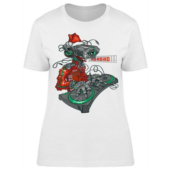 Dj Robot Wearing Santa Clothes T-Shirt Women -Image by Shutterstock, Female XX-Large