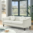 thumbnail image 2 of Gewnee Chesterfield Velvet Sofa Couch with Nailhead Trim and 2 Pillows for Living Room,Beige, 2 of 8