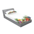 thumbnail image 2 of Ambesonne Christmas Fitted Sheet & Pillow Sham Set, Xmas Tree Ornaments, Twin, White Green Red, 2 of 2
