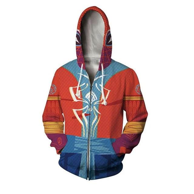 Spider-Man : Into the Spider-Verse Miles Anime Impression 3D Performance Cosplay Chandail à Capuchon à Fermeture Éclair pour Hommes
