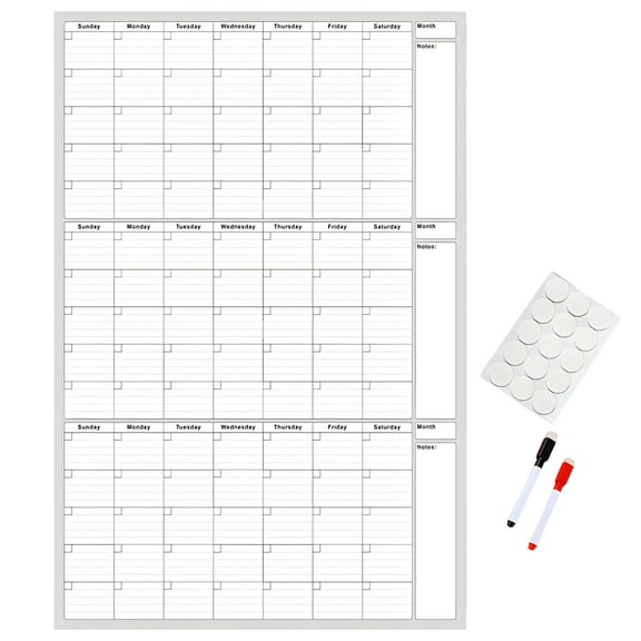 CCOCC Large Magnetic Dry Erase Calendar for Refrigerator, Magnetic Calendar for Refrigerator, Monthly Whiteboard Planner, 3 Months Layout, Markers Included