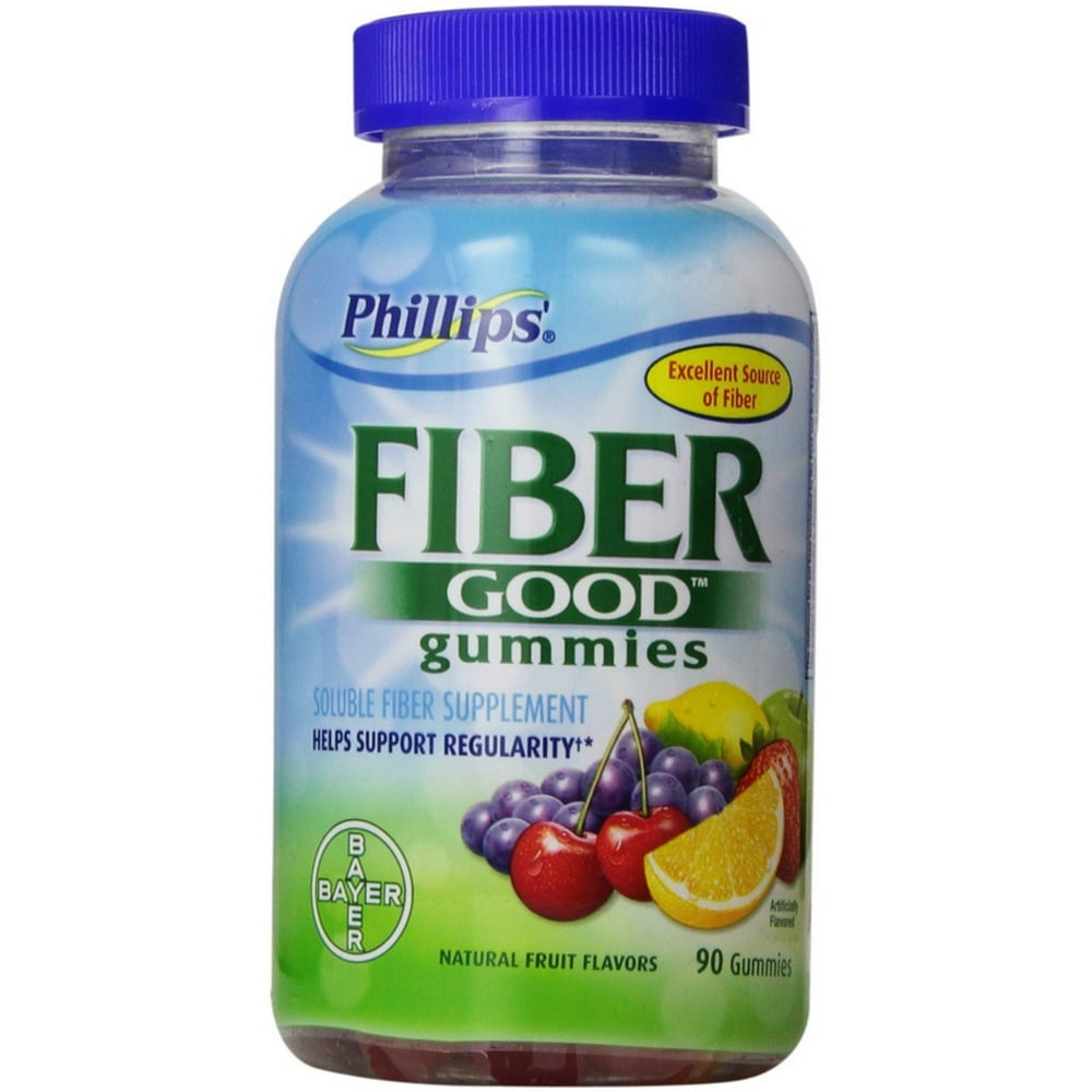Phillips' Fiber Good Gummies Soluble Fiber Supplement, Natural Fruit Flavors 90 ea (Pack of 6