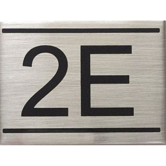 APARTMENT NUMBER SIGN -2E -BRUSHED ALUMINUM (2.25X3, Aluminium))