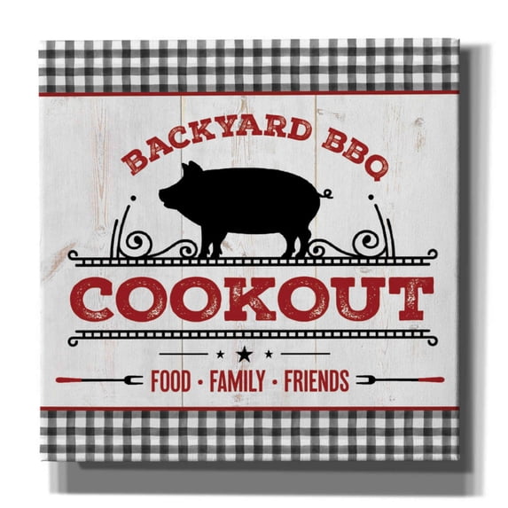 Epic Graffiti 'Backyard BBQ Cookout' by Mollie B, Canvas Wall Art, 12"x12"