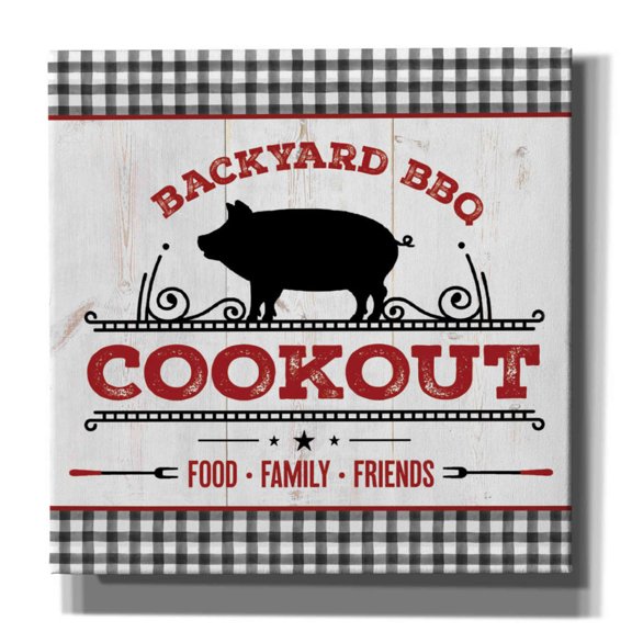 Epic Graffiti 'Backyard BBQ Cookout' by Mollie B, Canvas Wall Art, 12"x12"