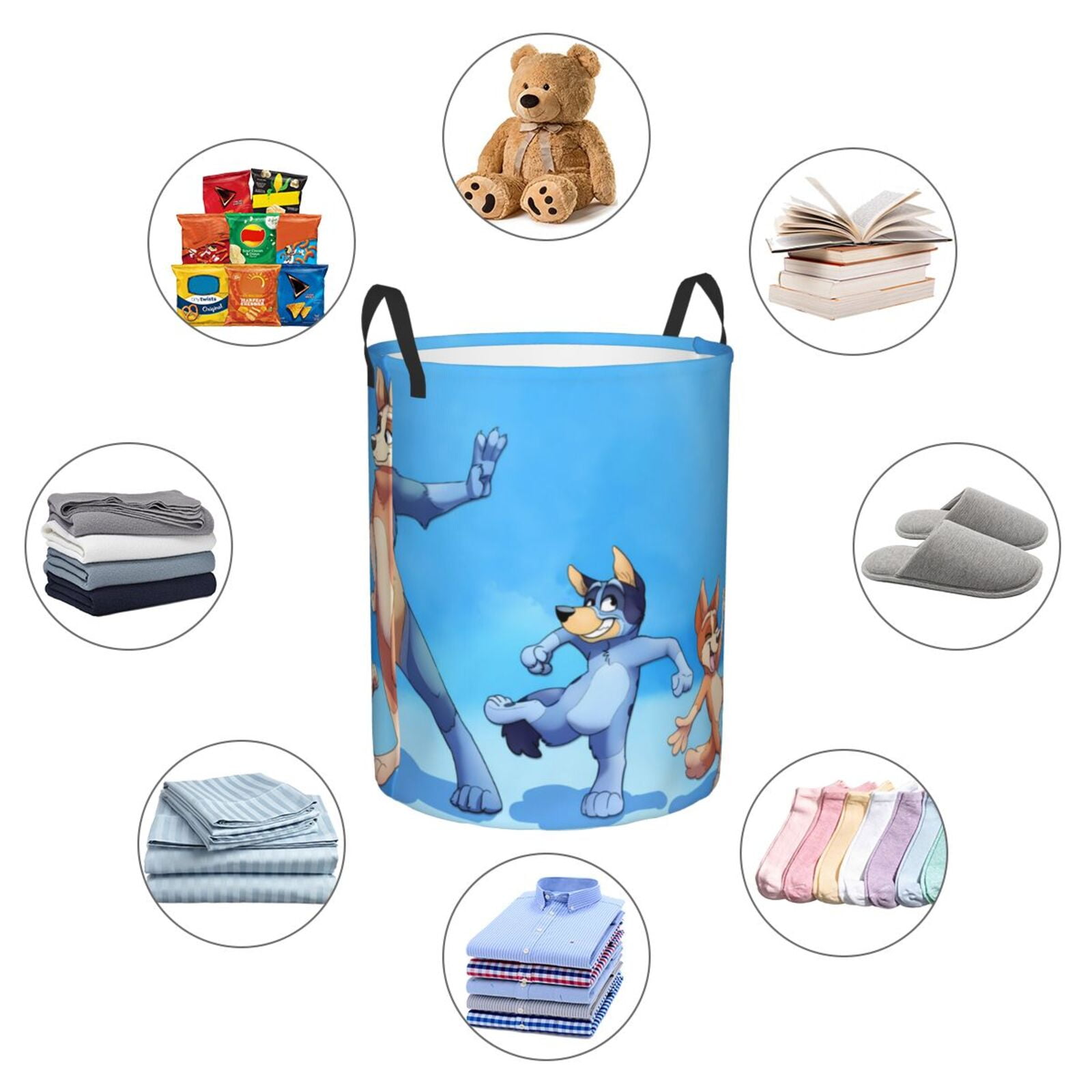 Johaoi Bluey Pattern Round Large Laundry Basket -Storage Basket - Toy Storage Basket, Perfect as Hamper, Kids Room Storage, and Toy Containment-