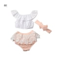 thumbnail image 1 of Jumpingount Ropa de bebé, conjunto de camiseta de manga corta para niña, pantalones cortos para niña, calzoncillos, diadema conjuntos de ropa Blanco 80cm, 1 of 6