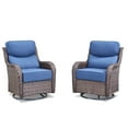 thumbnail image 2 of Unnifurnzi Outdoor Swivel Glider Patio Chairs Patio Swivel Chairs Set of 2 with 6 Inch Thick Cushions High Back Patio Chairs for Deck Porch Poolside Balcony-Brown/Blue, 2 of 7