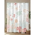 thumbnail image 4 of Shower Curtains Sea Turtle Shell Bath Curtain Coral Seaweed Starfish Jellyfish Red Waterproof Bathroom Shower Curtain Set with Hooks Decoration 72 x 72 Inches, 4 of 7