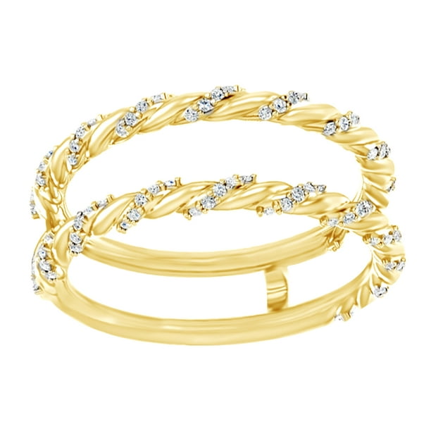 Jewel Zone US Round Cut White Natural Diamond Enhancer Ring Guard In