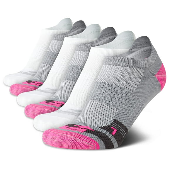 Avia Chaussettes de Course Invisibles pour Femmes (6 Pack), Taille de Chaussure : 4-10, Gris Multi Mesh