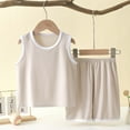 thumbnail image 2 of Summer Savings Clearance 2025! Loopsun Toddler Summer Sets, Girls and Boys Clothing Sets 2 Piece Sleeveless T Shirt and Short Pant Outfits Sets Beige 6-7 Years, 2 of 5